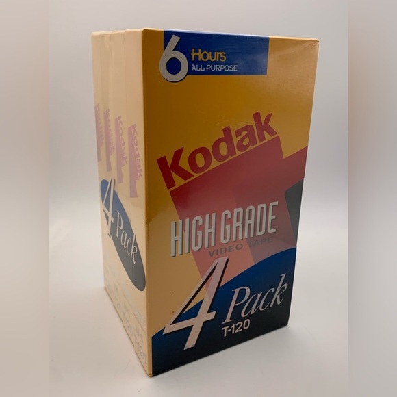 Vtg Kodak Blank VHS Video Cassette Tapes VCR T-120 High Grade 4 Pack New Sealed! - Picture 1 of 8